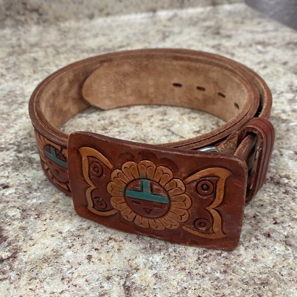 Chambers Phoenix 40 hand painted vintage tooled leather belt main image 5